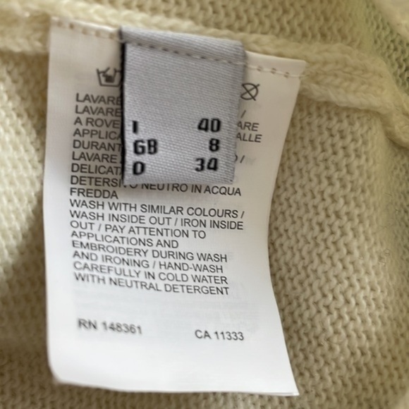 Pinko $325 Cashmere Embellished Peacock Ruffle Sleeve Sweater 0050 - Picture 9 of 9